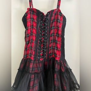 Medium Tripp Nyc Gothic Red Lace Up Mini Dress